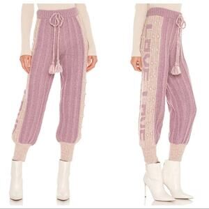LoveShackFancy Landana Knit Joggers in Muscat Grape Size S NWT